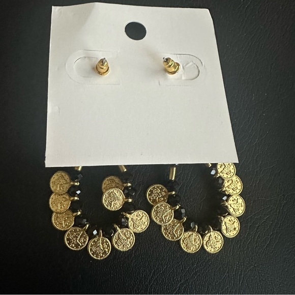 Boho Gold Coin & Bead Earrings – Handmade Festival Statement Jewelry NWT - Picture 7 of 7